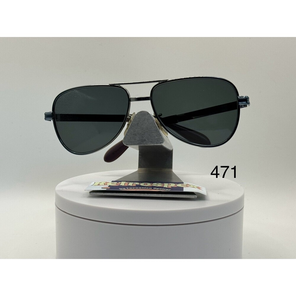 Vintage Oversize Sunglasses NOS Small Aviator | G15 Lens | Grey Metal Frame |80s